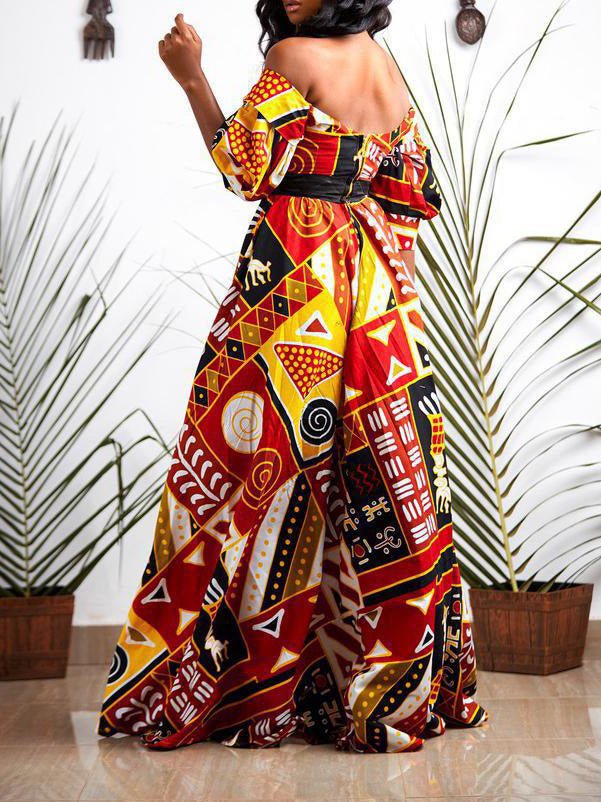 Women's Dresses Multicolor Printed Backless High Slit Dress - Maxi Dresses - Instastyled | Online Fashion Free Shipping Clothing, Dresses, Tops, Shoes - 24/08/2022 - color-multi - color-multicolor
