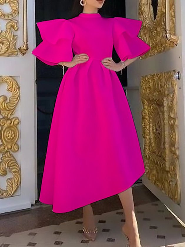 Women's Dresses Solid Double Layer Ruffle Sleeve Dress - Maxi Dresses - Instastyled | Online Fashion Free Shipping Clothing, Dresses, Tops, Shoes - 24/08/2022 - color-orange - color-red