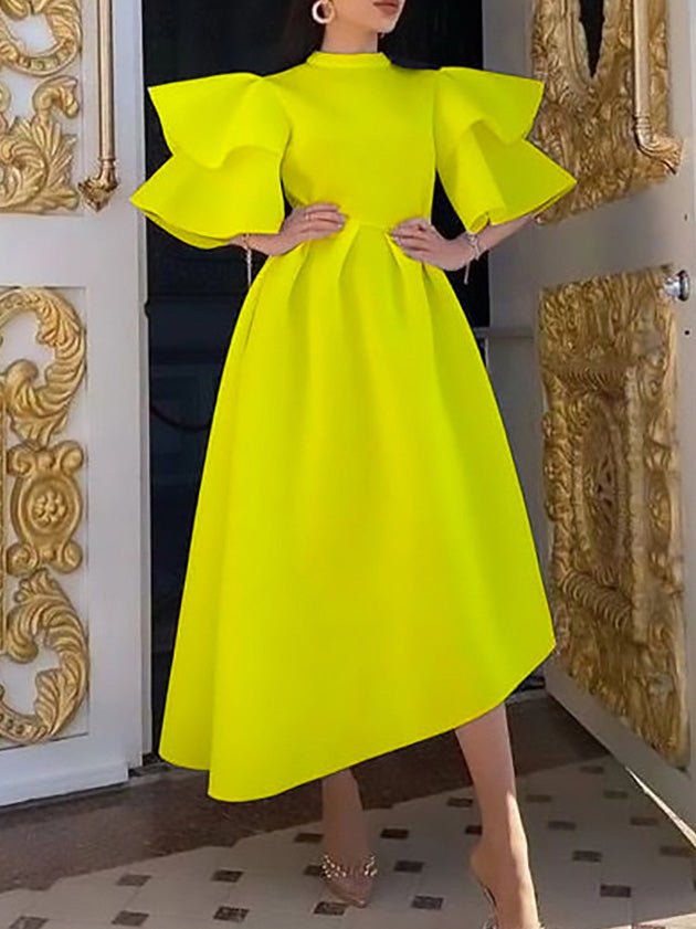 Women's Dresses Solid Double Layer Ruffle Sleeve Dress - Maxi Dresses - Instastyled | Online Fashion Free Shipping Clothing, Dresses, Tops, Shoes - 24/08/2022 - color-orange - color-red