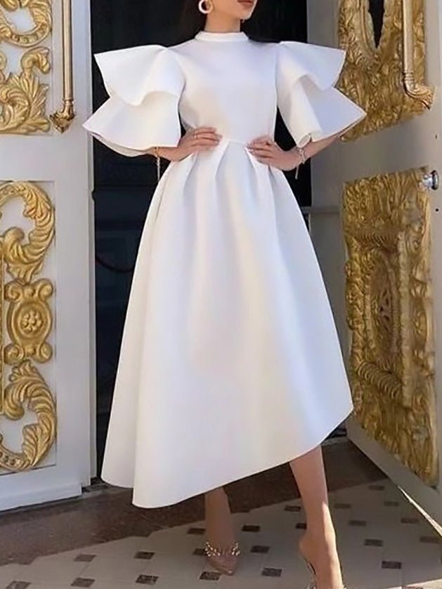 Women's Dresses Solid Double Layer Ruffle Sleeve Dress - Maxi Dresses - Instastyled | Online Fashion Free Shipping Clothing, Dresses, Tops, Shoes - 24/08/2022 - color-orange - color-red
