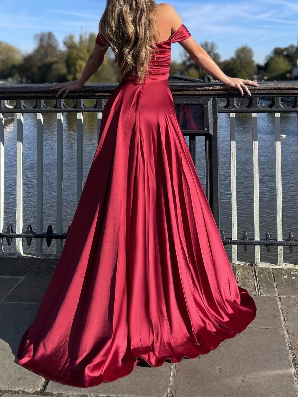 Women's Dresses One-Shoulder Split Swing Dress - Maxi Dresses - Instastyled | Online Fashion Free Shipping Clothing, Dresses, Tops, Shoes - 25/08/2022 - Color_Pink - Color_Red