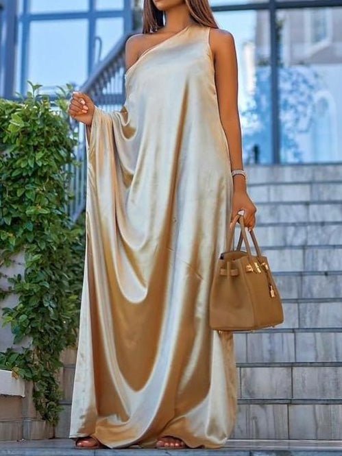 Women's Dresses Solid One Shoulder Irregular Dress - Maxi Dresses - Instastyled | Online Fashion Free Shipping Clothing, Dresses, Tops, Shoes - 23/08/2022 - color-khaki - Color_Khaki